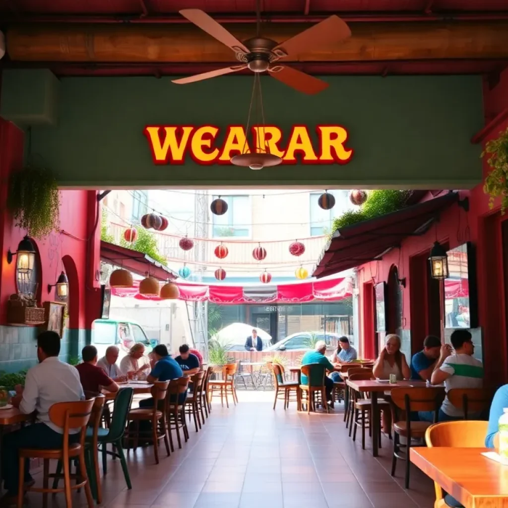 Interior view of Papi's Mexican Restaurant with colorful decorations